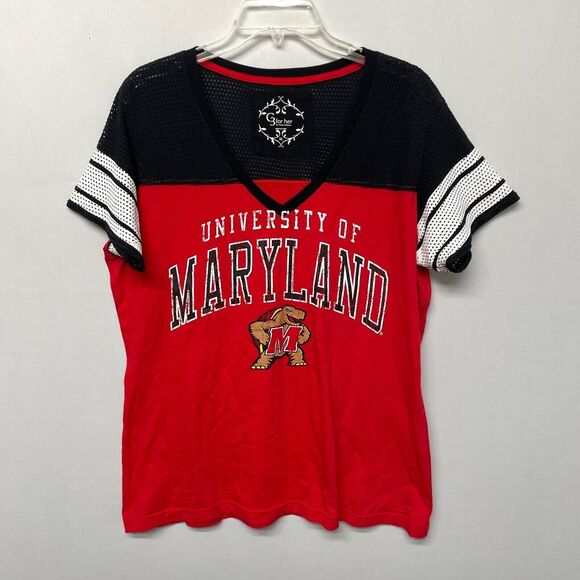 G3 Women University of Maryland Tee T-Shirt Size Extra Large Red M235 -16 - Picture 1 of 12